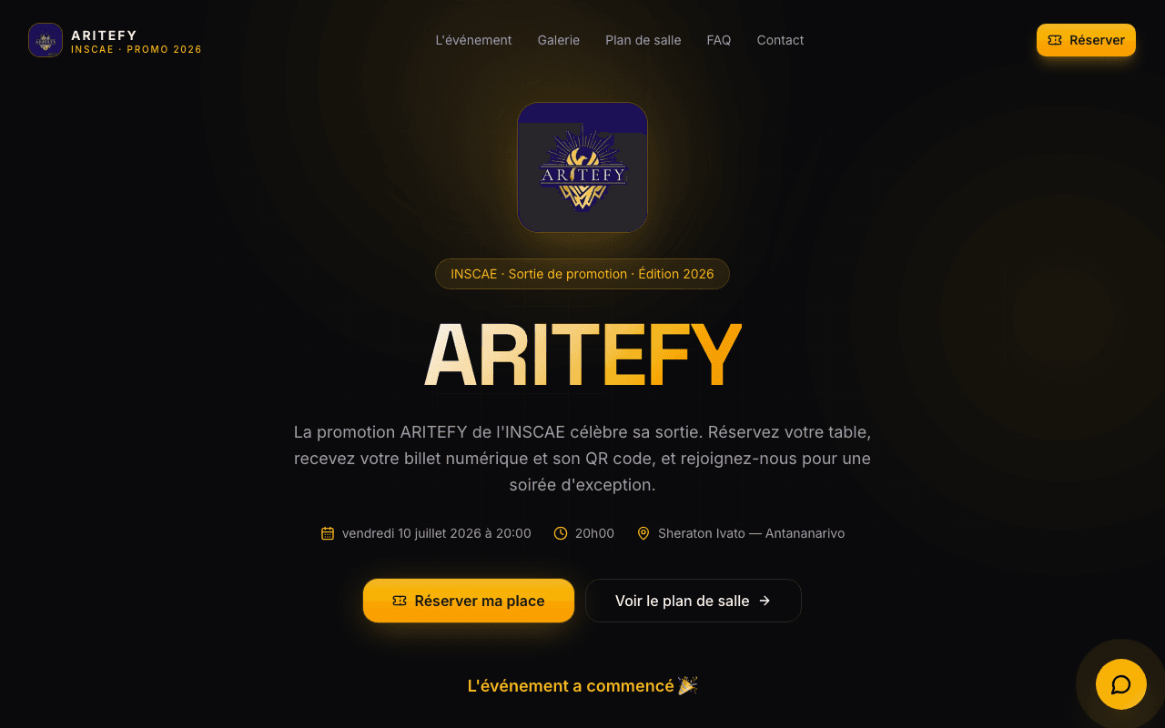 Plateforme de Billetterie en Ligne – Aritefy INSCAE